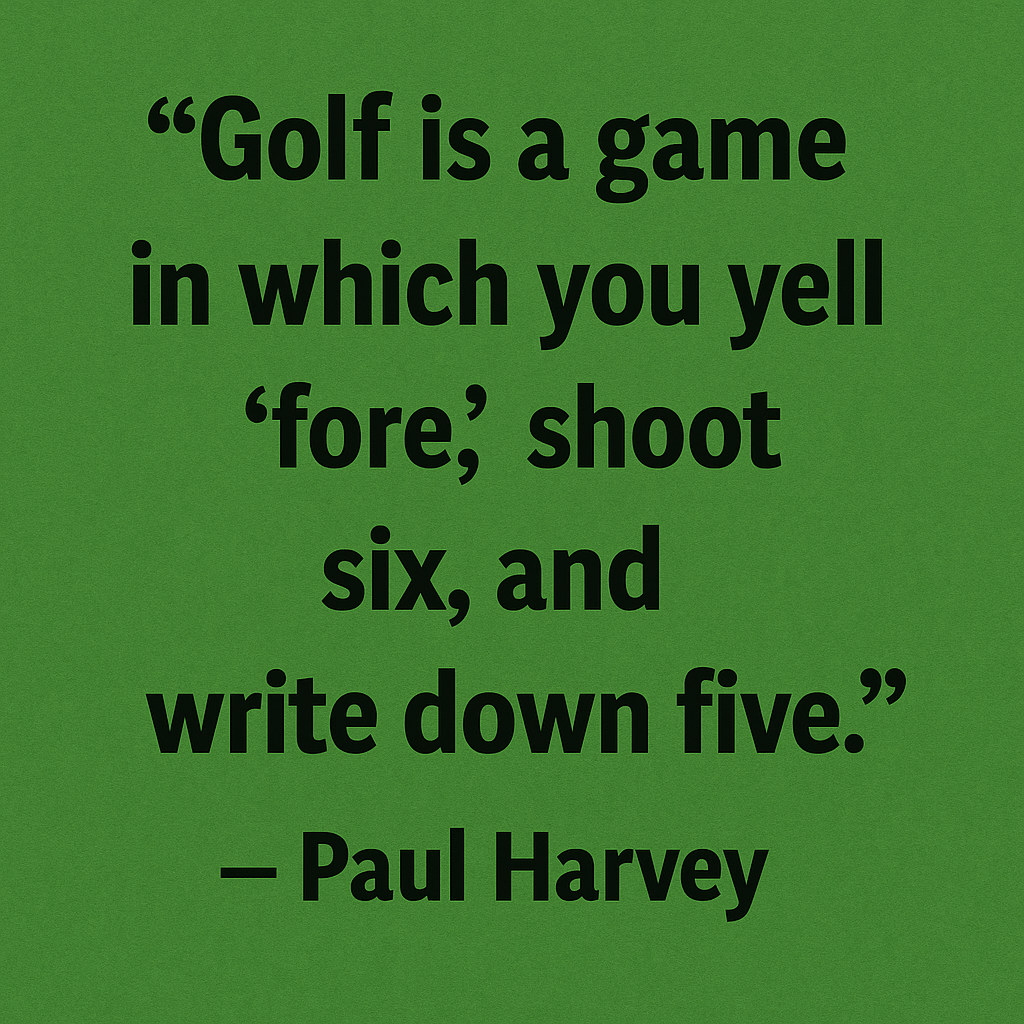 Golf is a game in which y ou yell "fore" shoot six, and write down, "five." - Paul Harvey