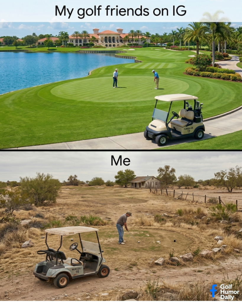 A view of 2 different courses: on top the luxury of a Florida country club, and the bottom: a dirt muni track where guys like me play.